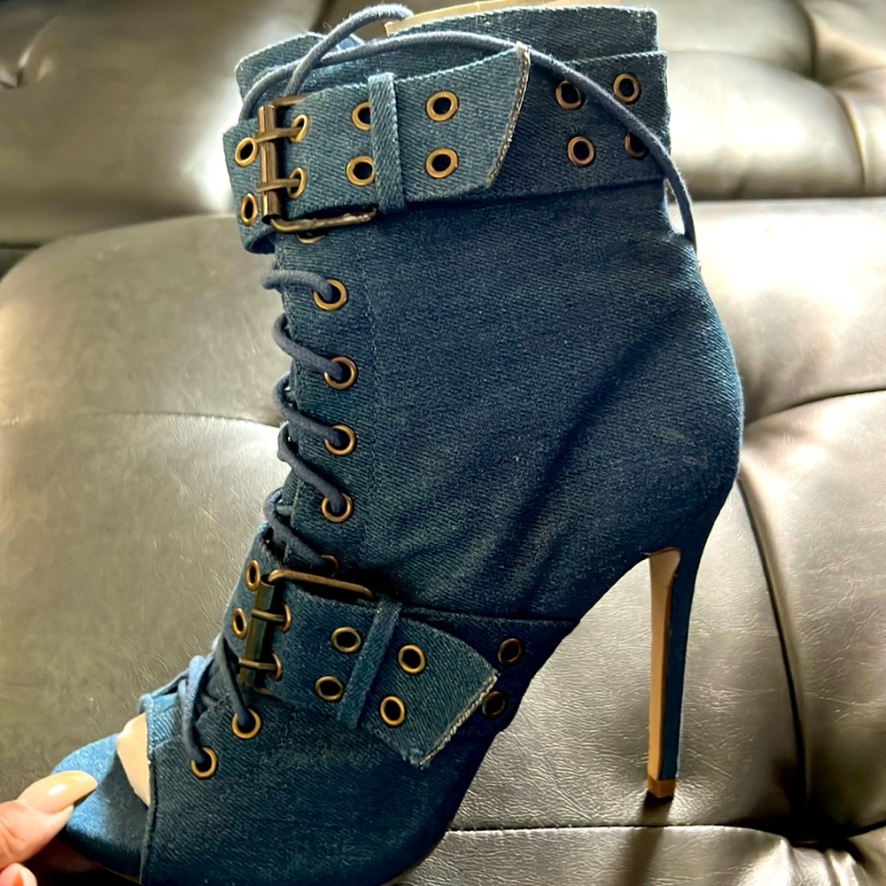 Denim heels